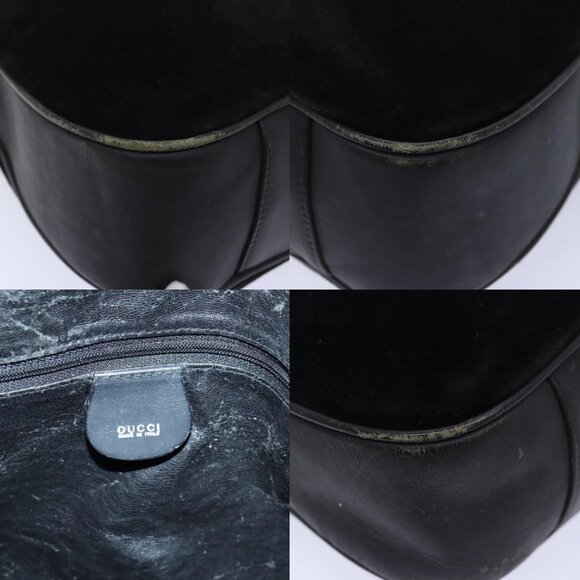 GUCCI Bamboo Hand Bag Suede 2way Black Gold 001 123 1577 Auth 93210 - Picture 14 of 14